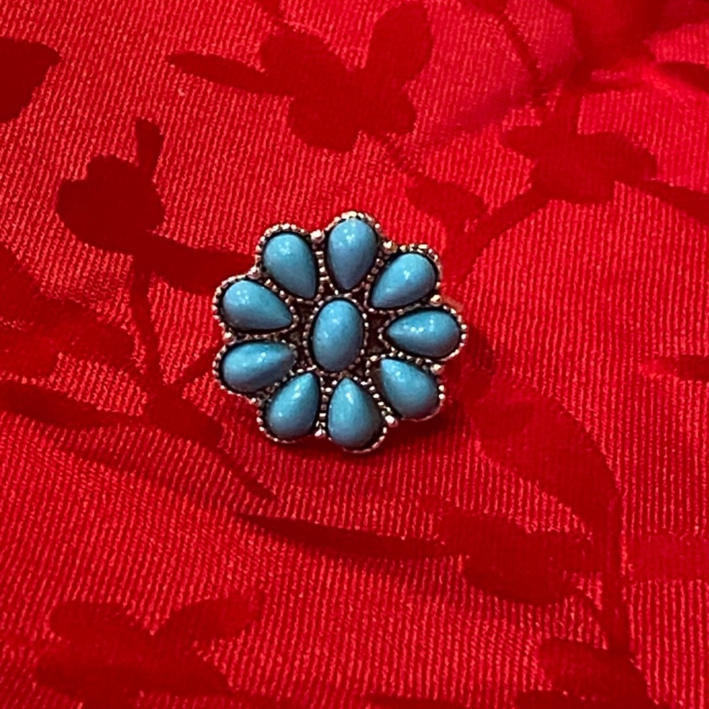 Turquoise Floral Silver Ring